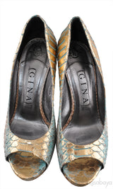 Python Multi-color Peep Toe Heels