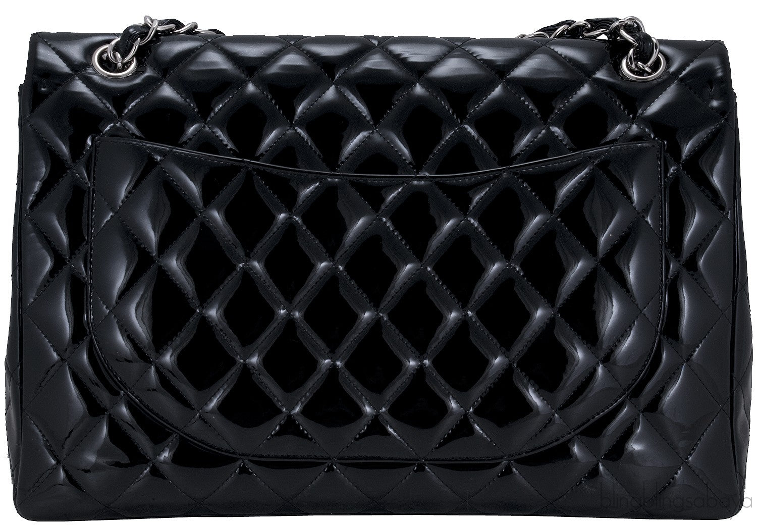 Black Patent Maxi Flap Bag