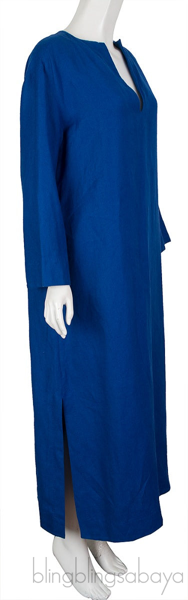 Blue Linen Kaftan Dress