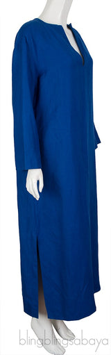 Blue Linen Kaftan Dress