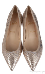 Christian Louboutin Gold Bow Flat Pointed Shoes