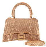 Hourglass XS Gold Rhinestone Suede Calfskin