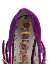 Gucci Purple Sylvie Velvet Crystal Embellished Heels 38