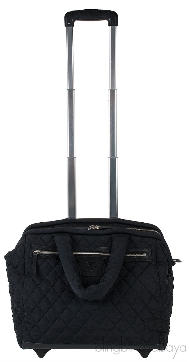 Black Quilted Nylon Cocoon Trolley Rolling Case