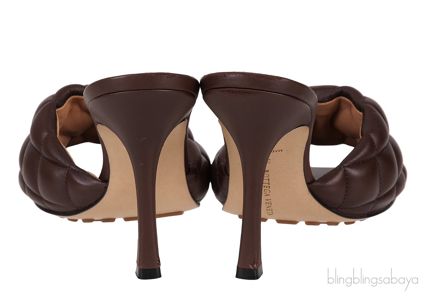 Brown Nappa Quilted Lido Mule Sandals