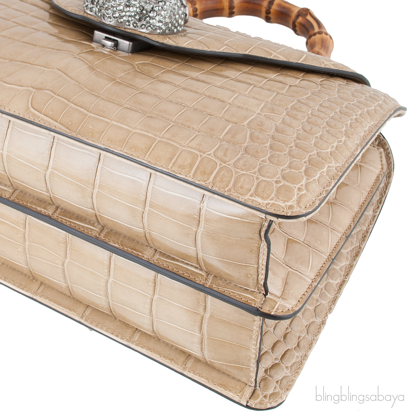 Thiara Bamboo Handle Crocodile Bag