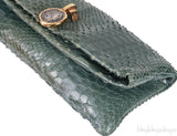 Green Python Monete Fold-over Clutch