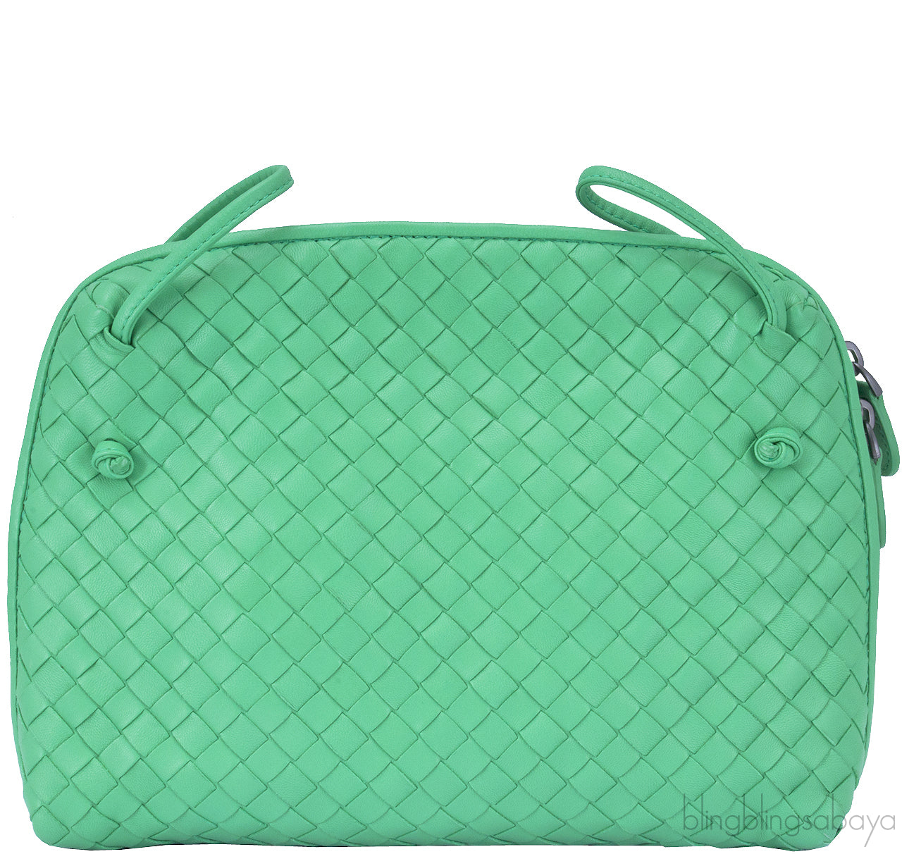 Green Intrecciatio Clutch Crossbody Bag