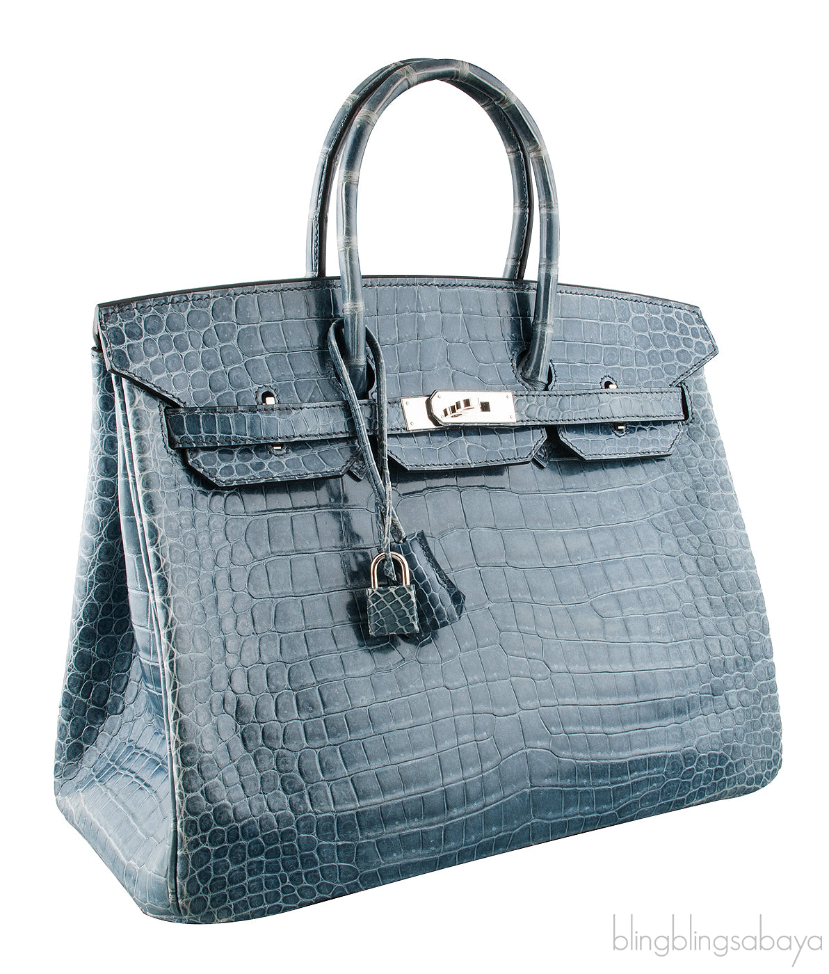 Birkin 35 Blue Tempete Porosus PHW