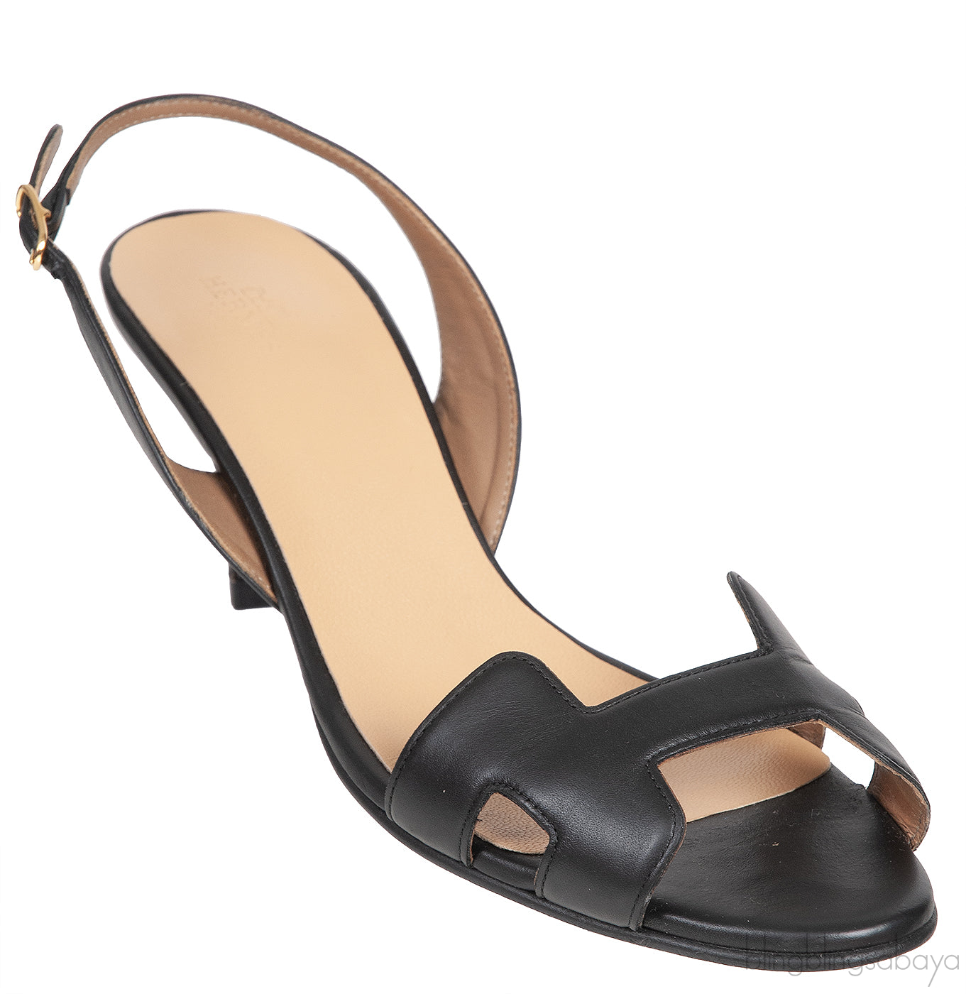Hermes Black Night 70 Slingback Sandals