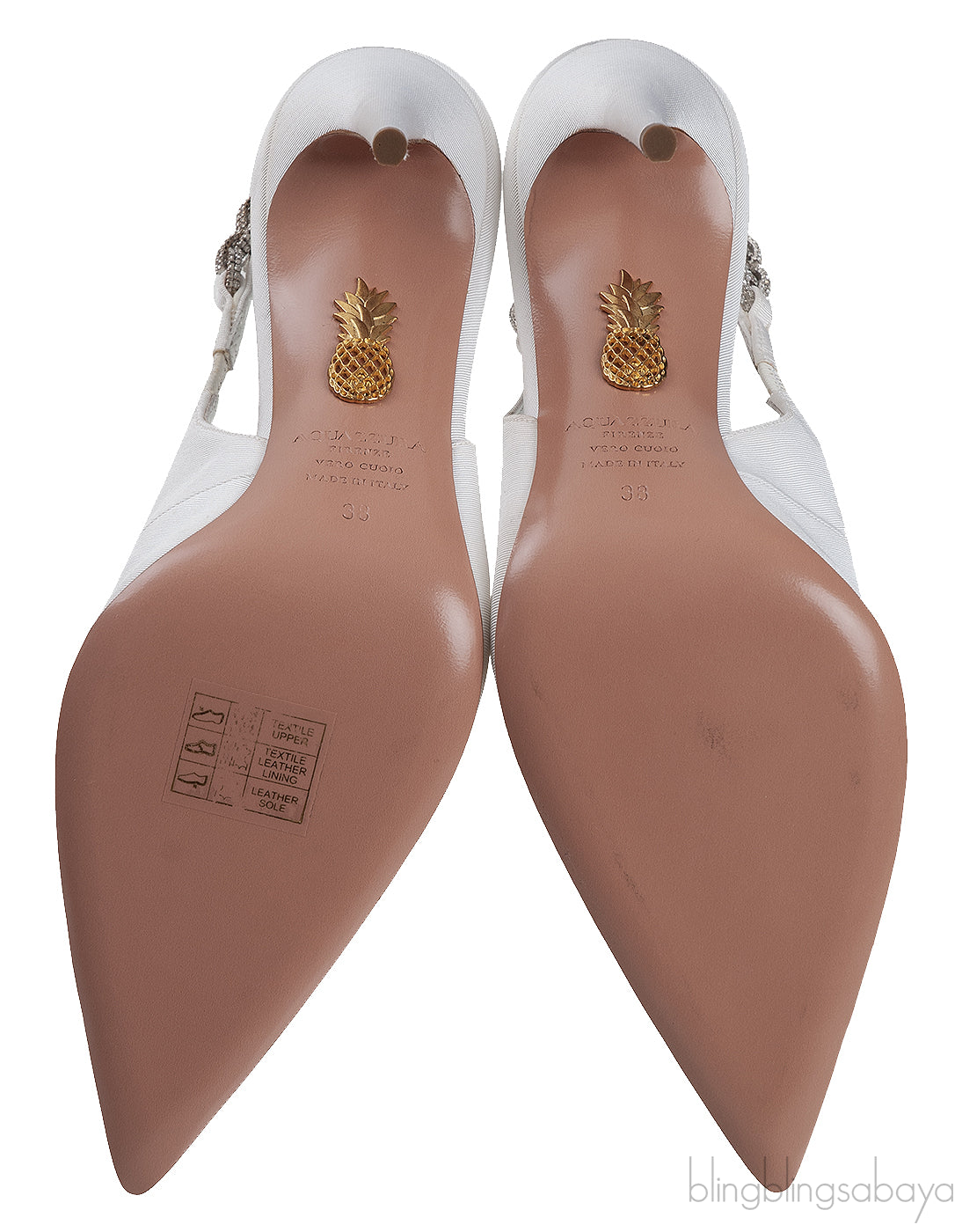 Aquazzura White Love Link 105 Crystal Slingback Heels