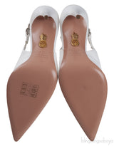 Aquazzura White Love Link 105 Crystal Slingback Heels