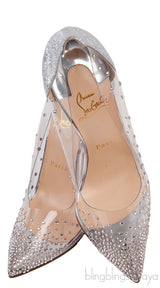 Silver PVC Crystal Heels