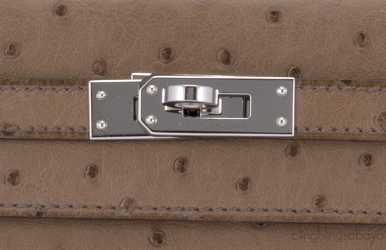 Kelly Pochette Etoupe Ostrich PHW