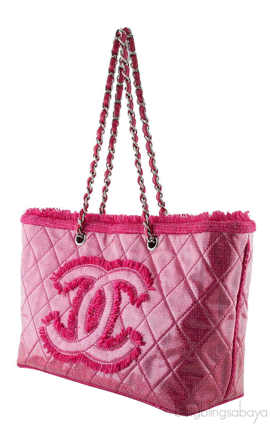 Quilted Pink Tweed PVC Tote