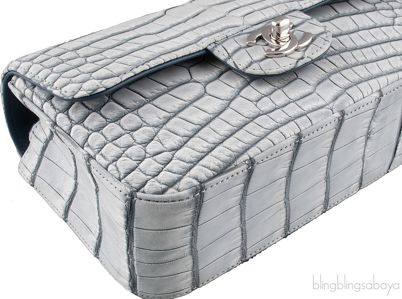 Grey Bi-Color Croc Mini Bag