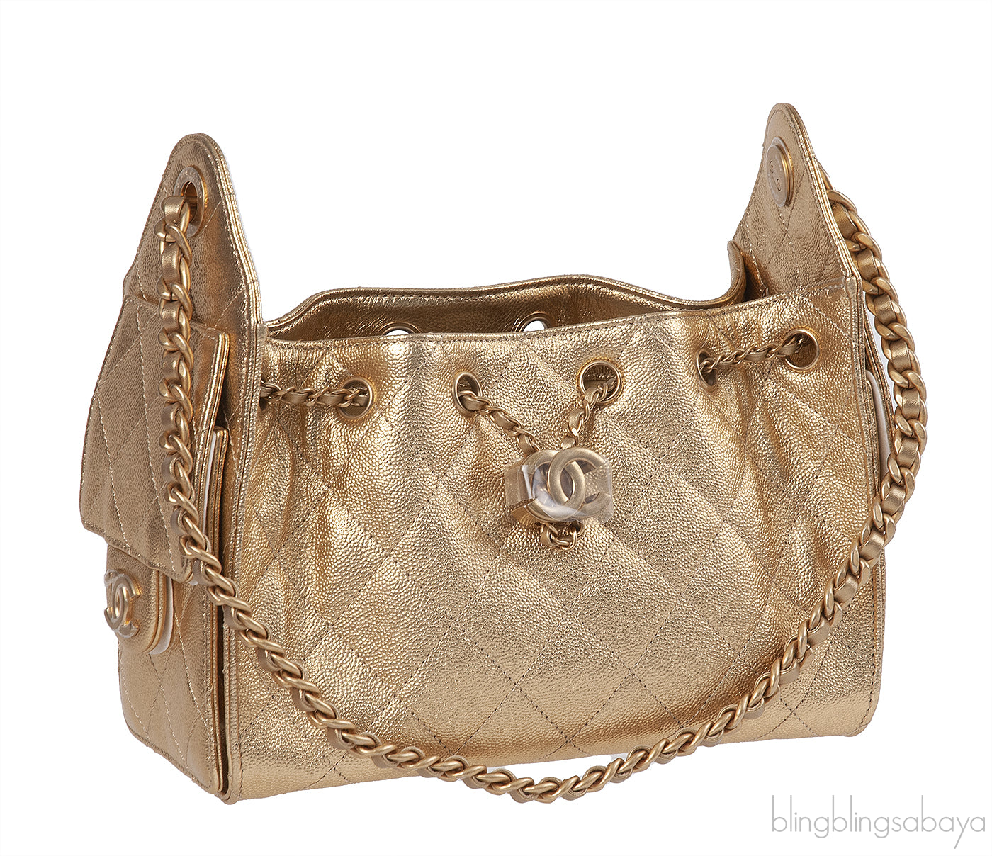 Chanel 25 Mini Gold Metallic Grained Leather GHW