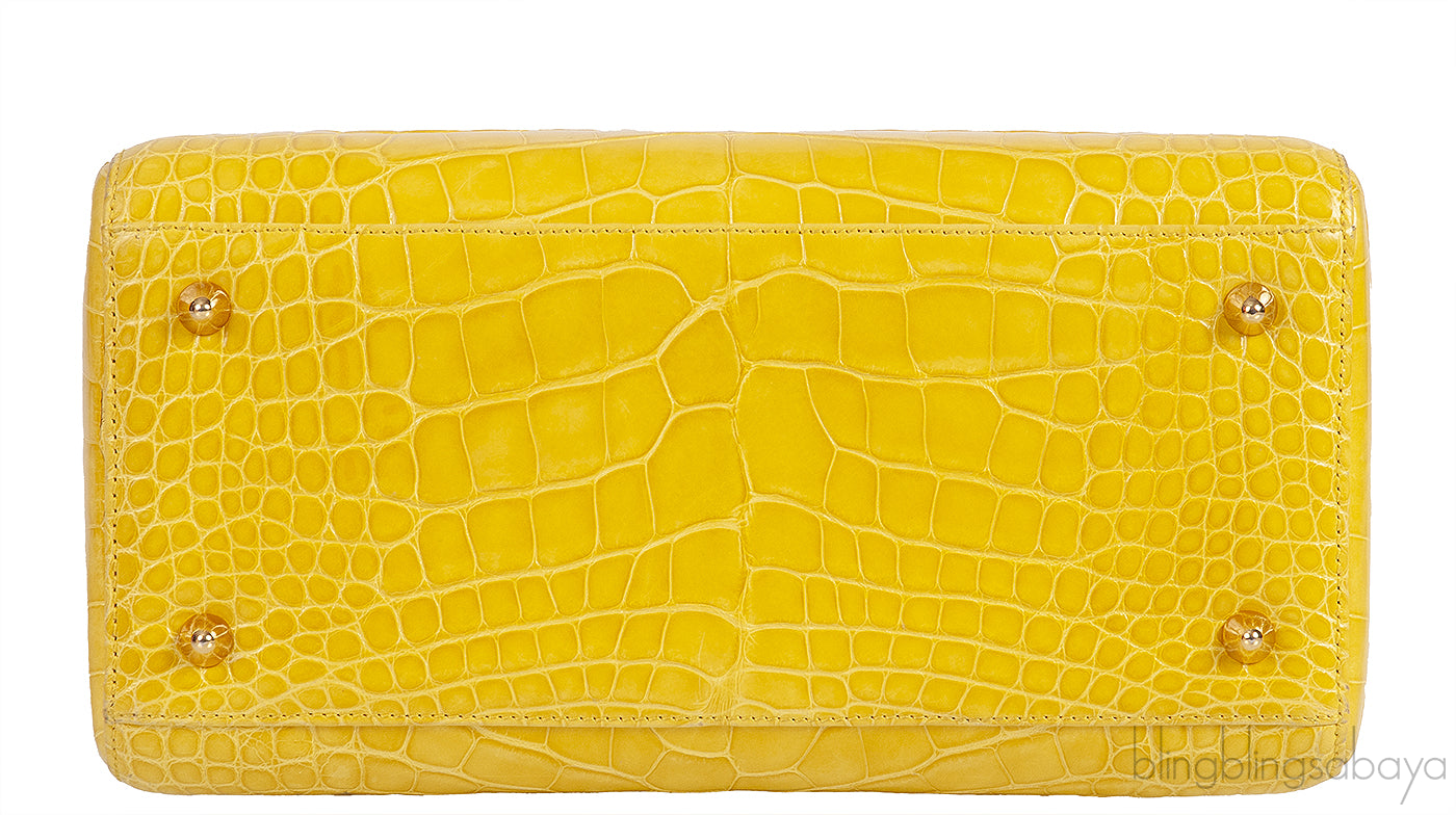 Lady Dior Yellow Crocodile Medium Bag