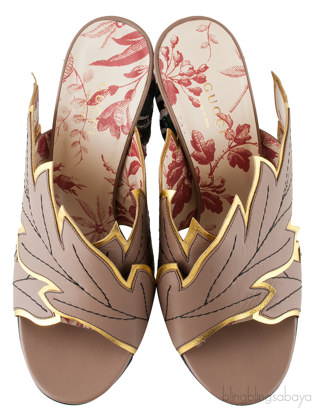Leaf Gold Serpent Heel Slide Mule