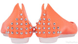 Studded Neon Orange Leather Flat