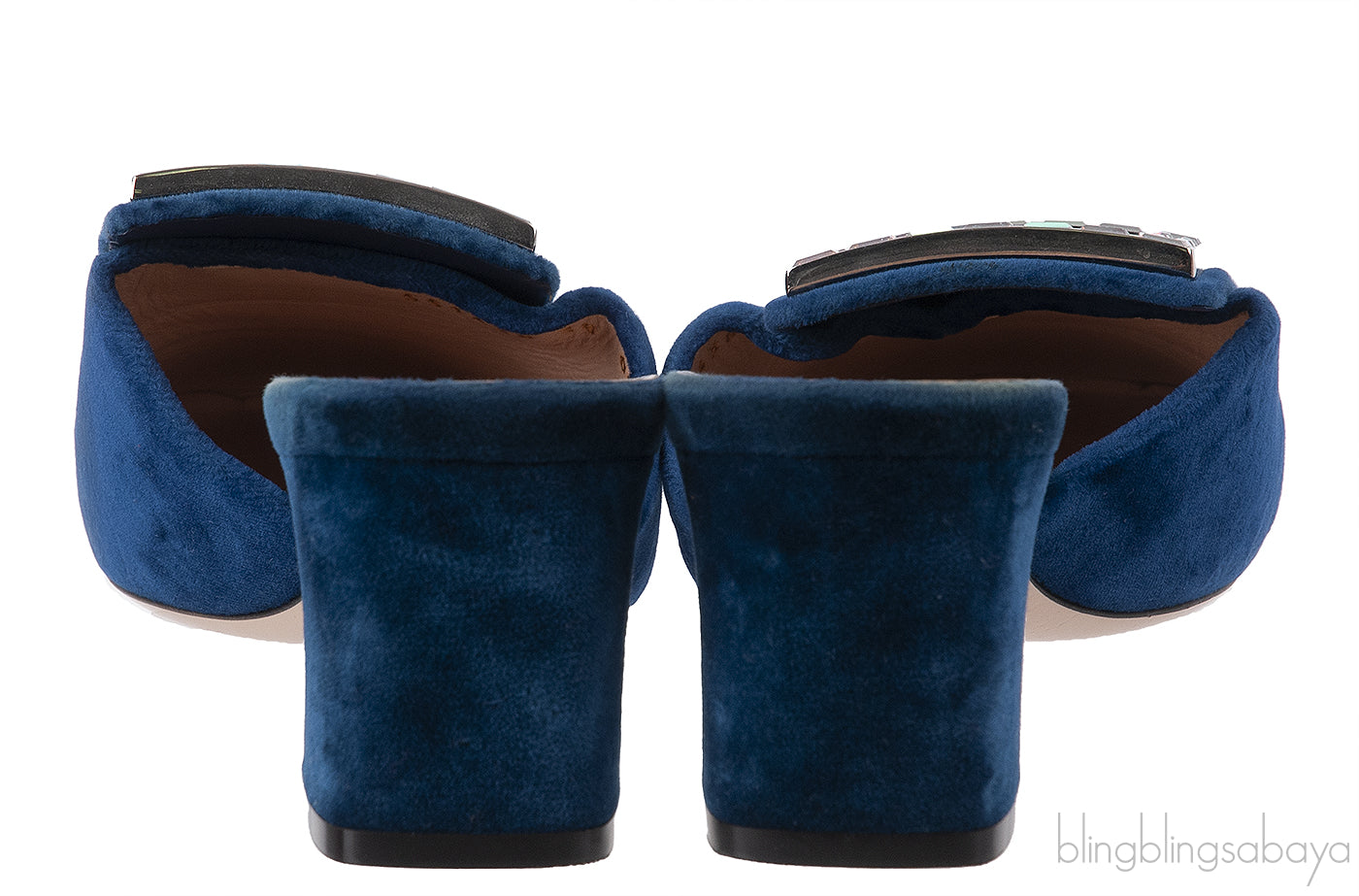 Gucci Blue Velvet G Crystal Madelyn Mules