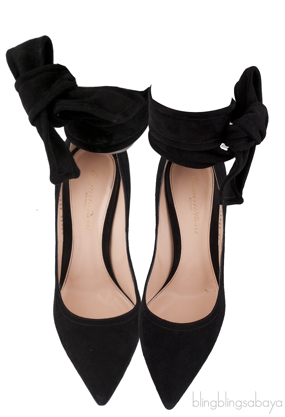 Black Suede Ankle Tie Heels