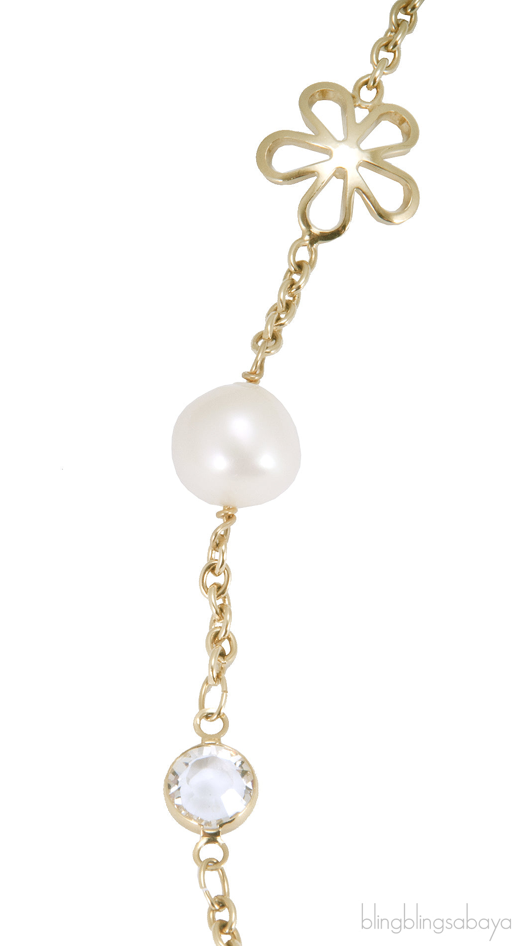 Flower Pearl Long Necklace