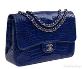 Chanel Classic Blue Crocodile Jumbo Flap Bag