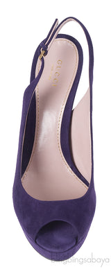 Gucci Purple Suede Slingback Peep Toe