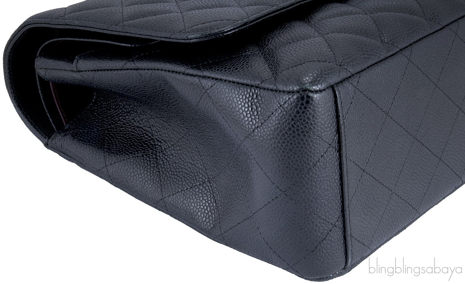 Black Caviar Jumbo Double Flap Bag