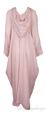 Hooded Printed Linen Kaftan
