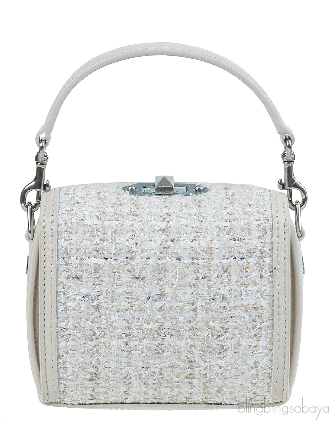 Alexander McQueen Cream Tweed Nano Box Handbag