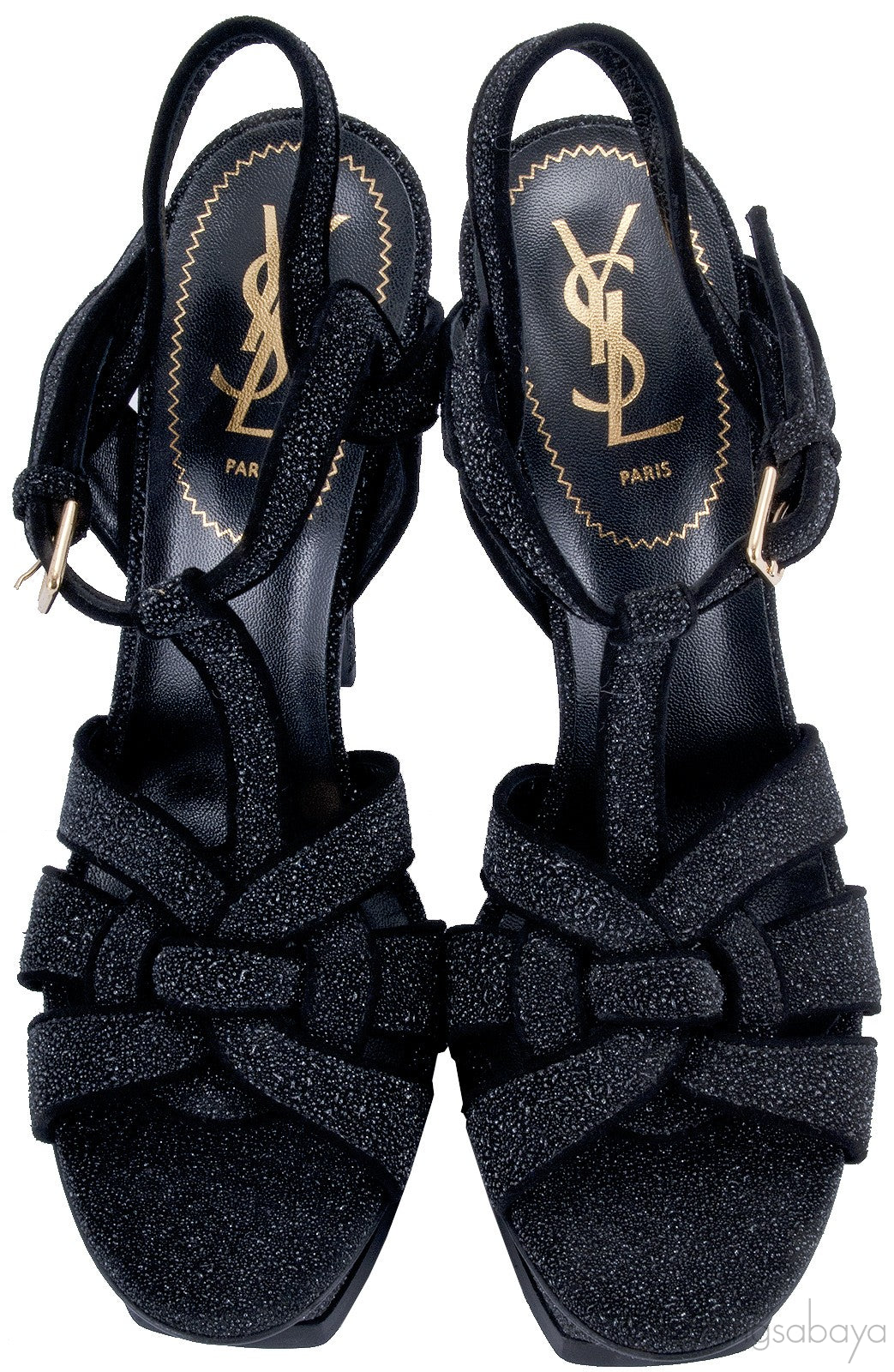 Glitter Finish Black Tribute Sandals