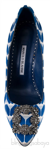 Blue Printed Satin Hangisi Pump