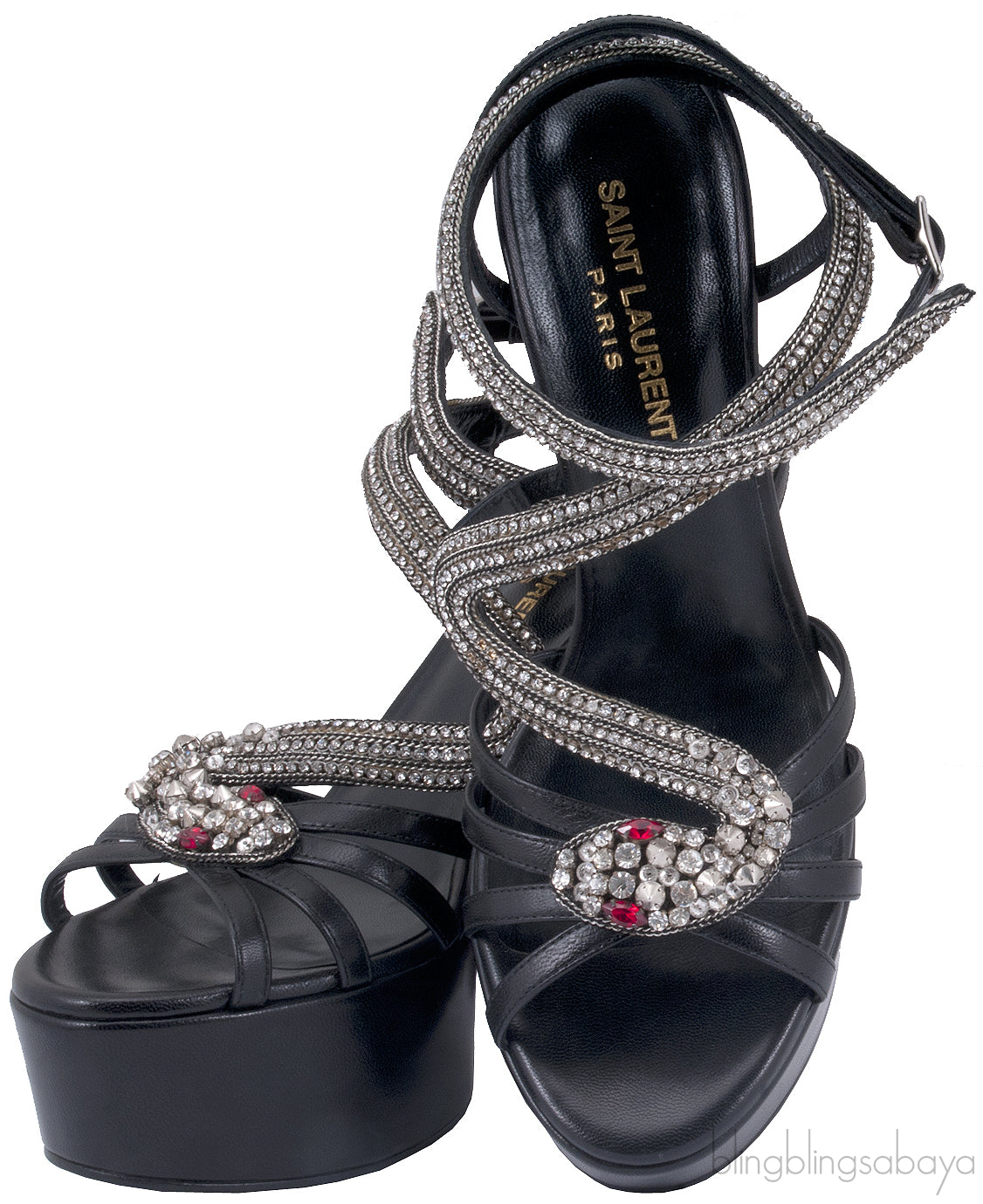 Black Serpent Crystal Heels