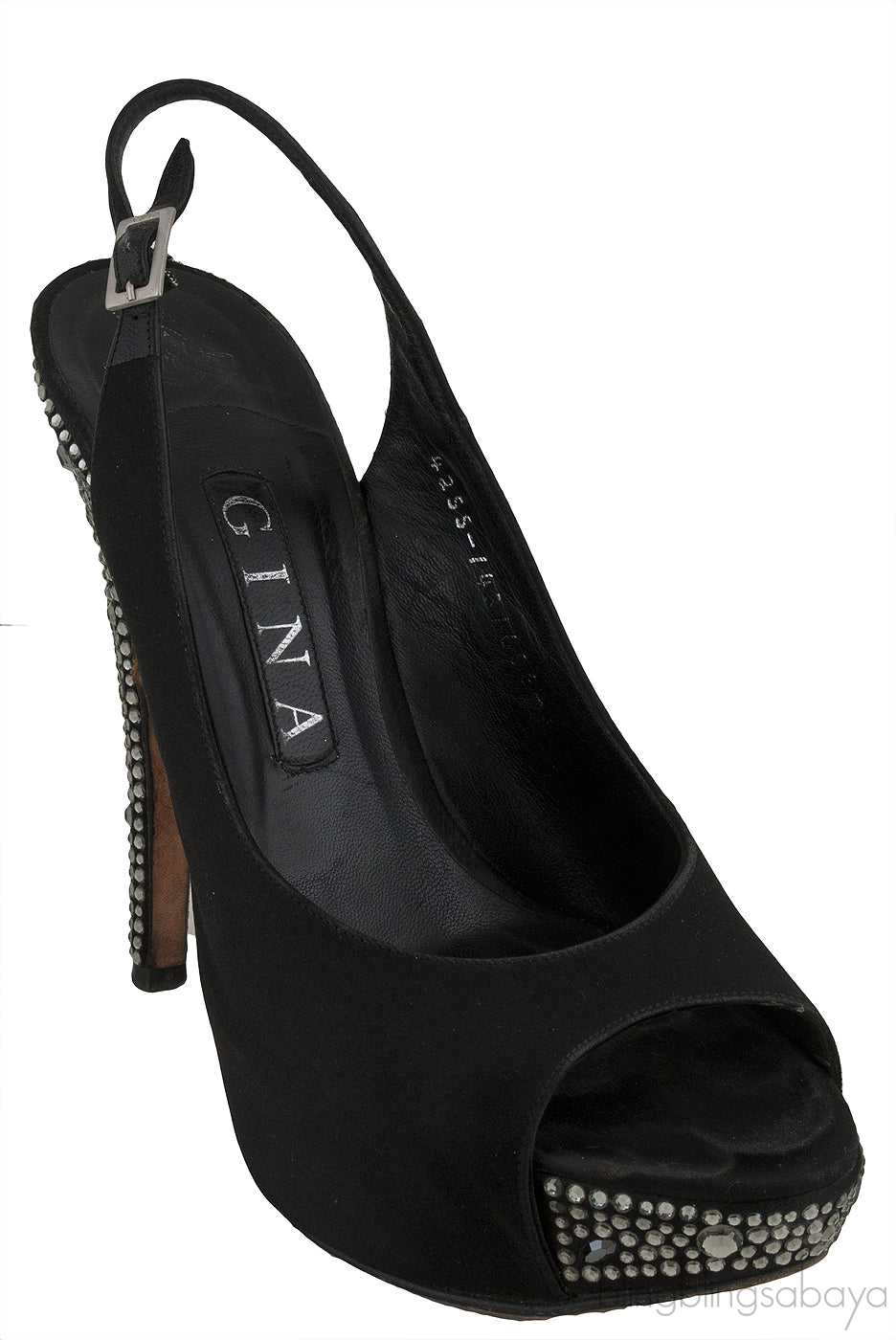 Black Slingback Peep Toe Sandals