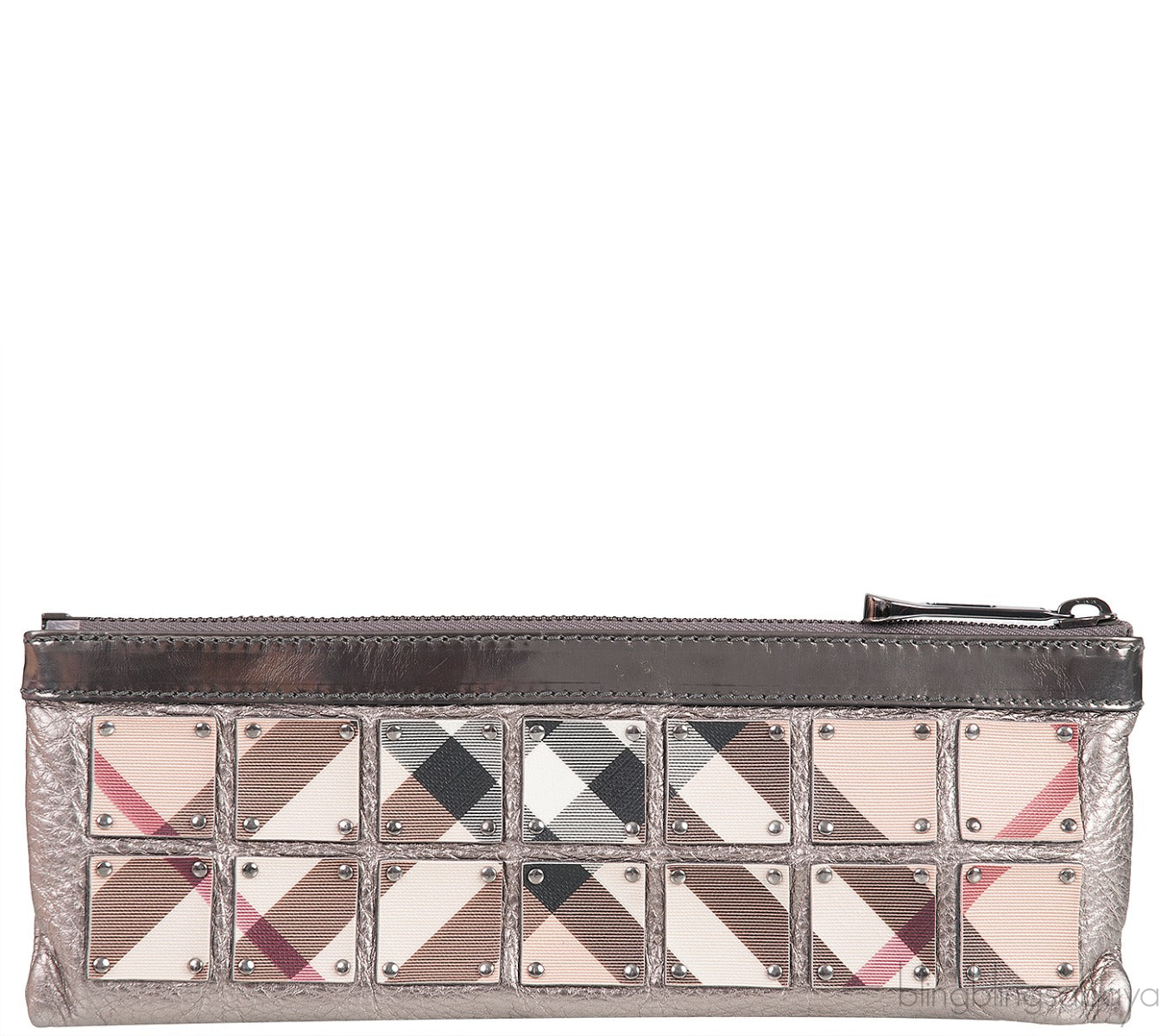 Long Grey & Checkered Wristlet Clutch
