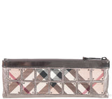 Long Grey & Checkered Wristlet Clutch