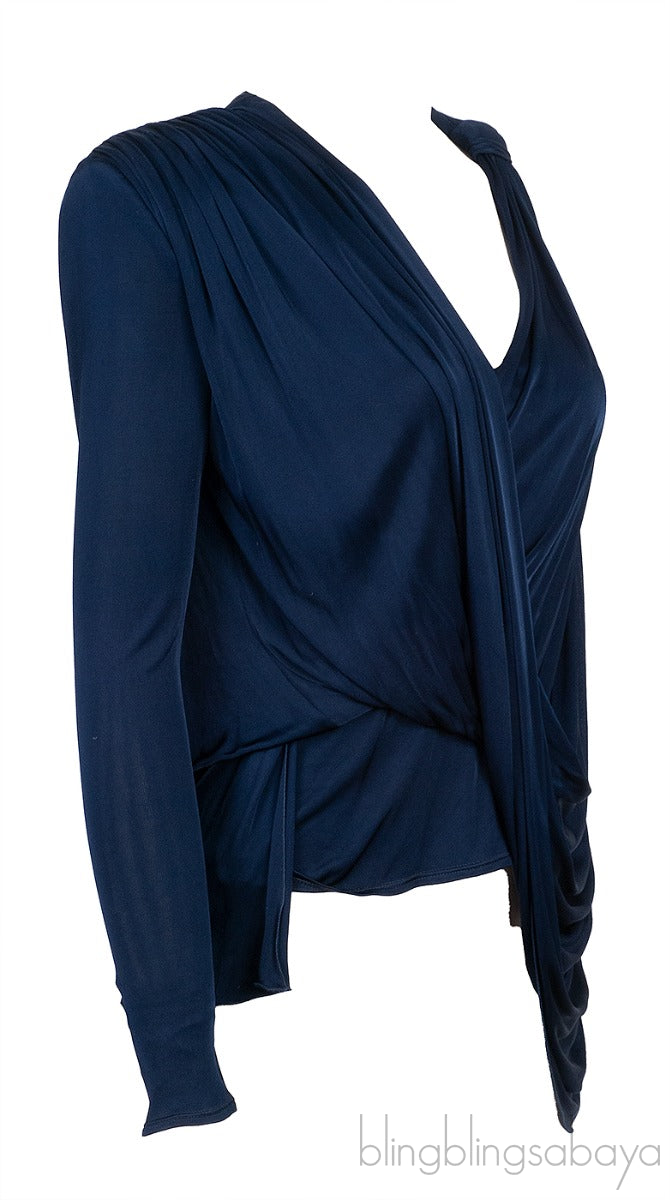 Blue Asymmetric Shoulder Top