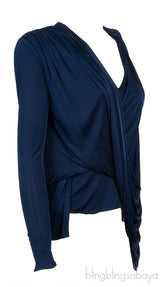Blue Asymmetric Shoulder Top