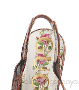Gucci Malaga Kid Elaphe Lizard Butterflies Mid-Heel Slingback
