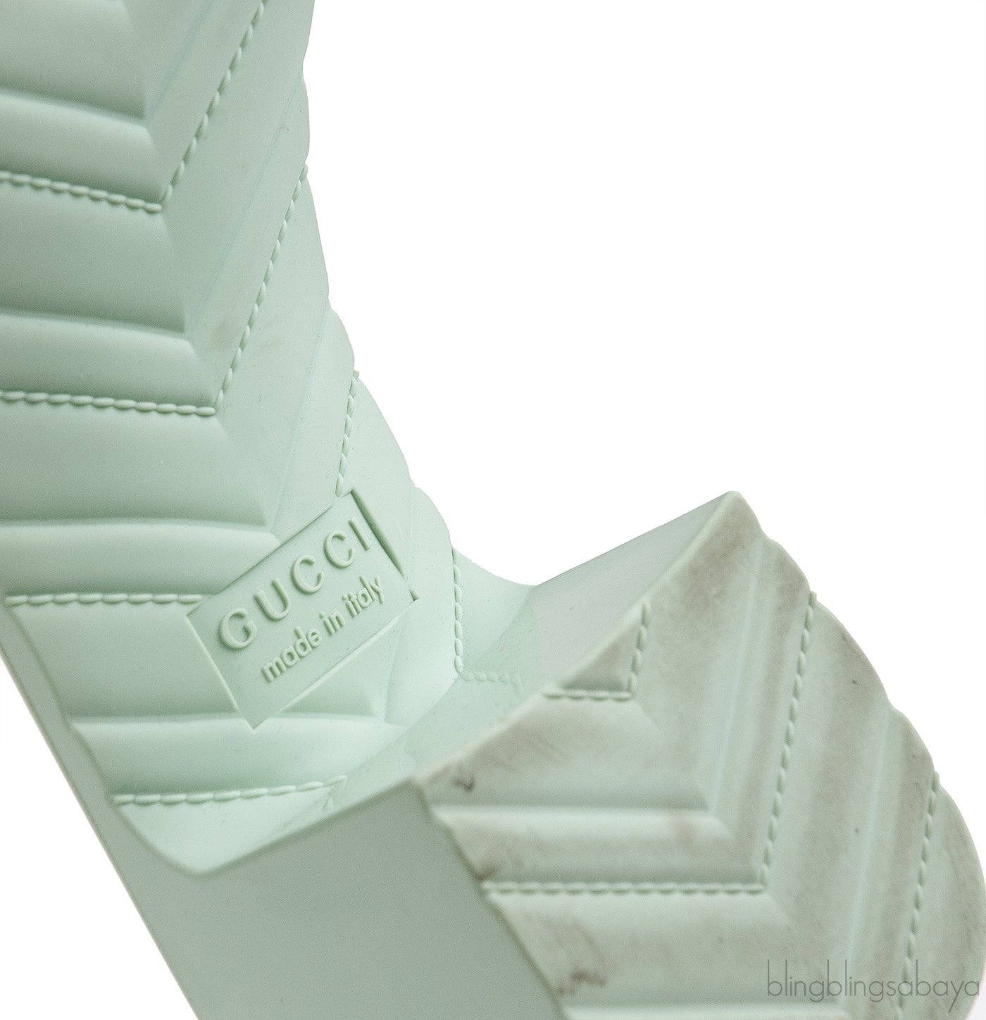 Gucci Rubber Slide Pastel Green Sandals
