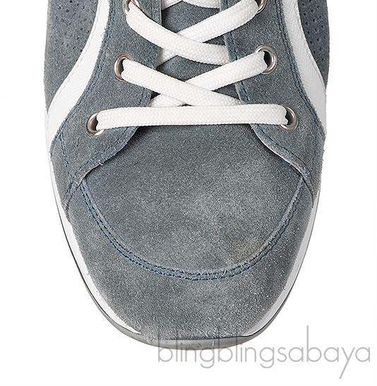 Prada Greenish Grey Sport Suede Wedge Sneakers
