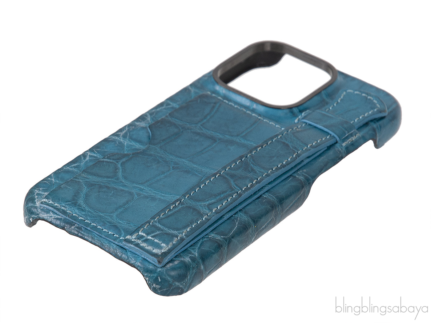 Card Holder Strap Iphone 15 Case Alligator Forest Green