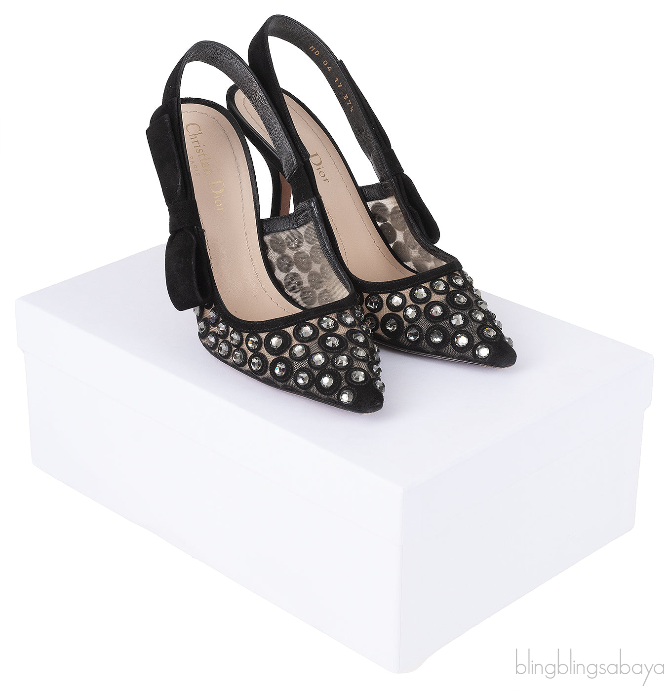 Black Suede Mesh Strass Pointed Toe Heels