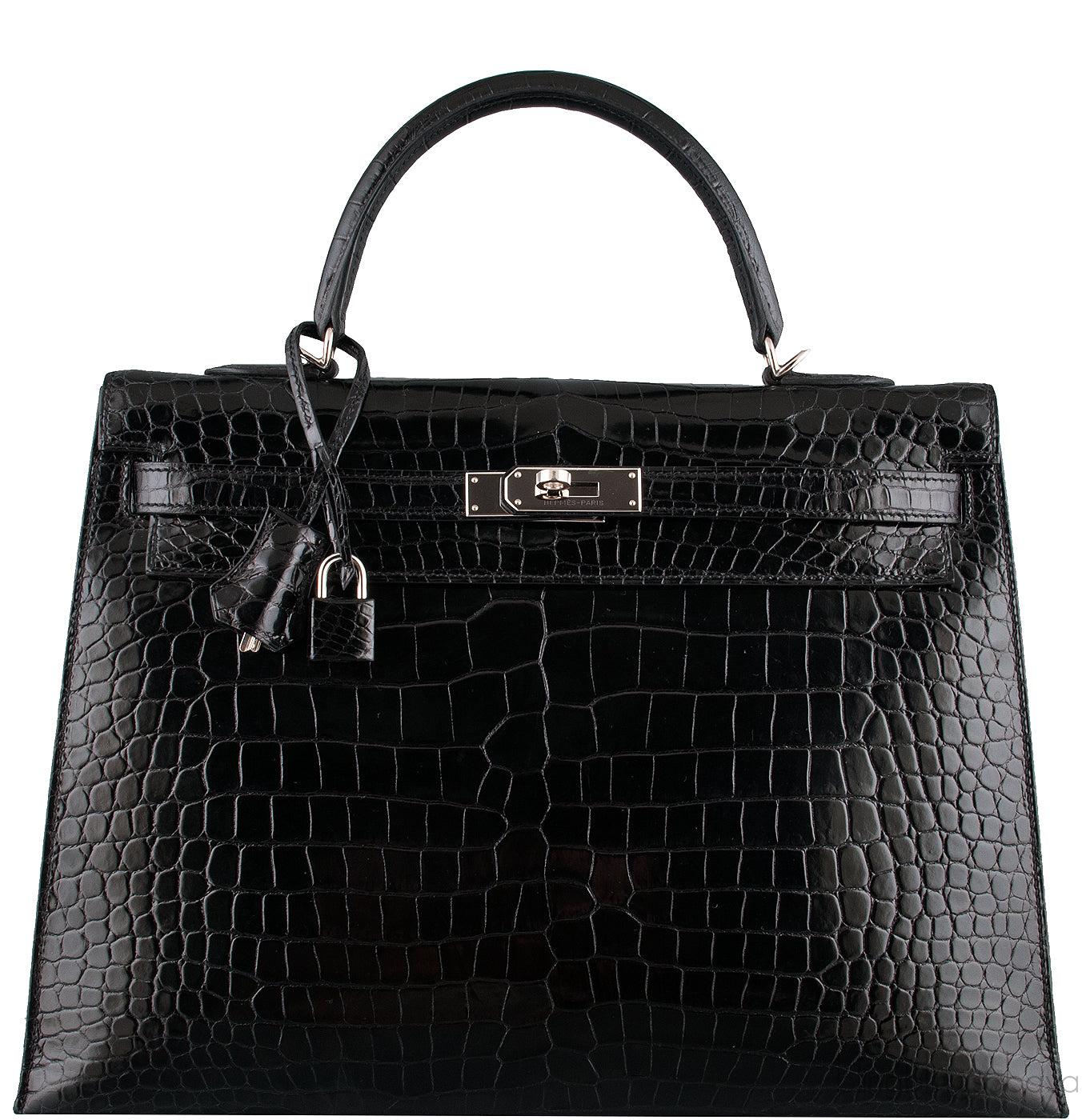 Kelly 35 Black Croc Sellier PHW