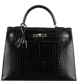 Kelly 35 Black Croc Sellier PHW