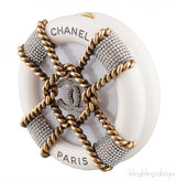 Off-white Crystal Gold Round Clutch