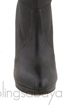 High Leg Black Leather Boots