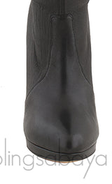 High Leg Black Leather Boots